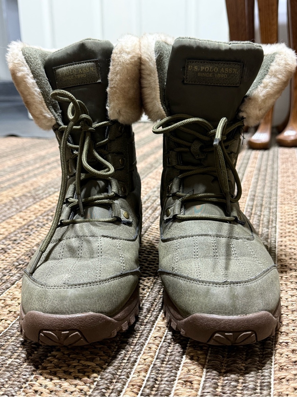 U.S. Polo Assn. Olive Fur-Lined Winter Boots
